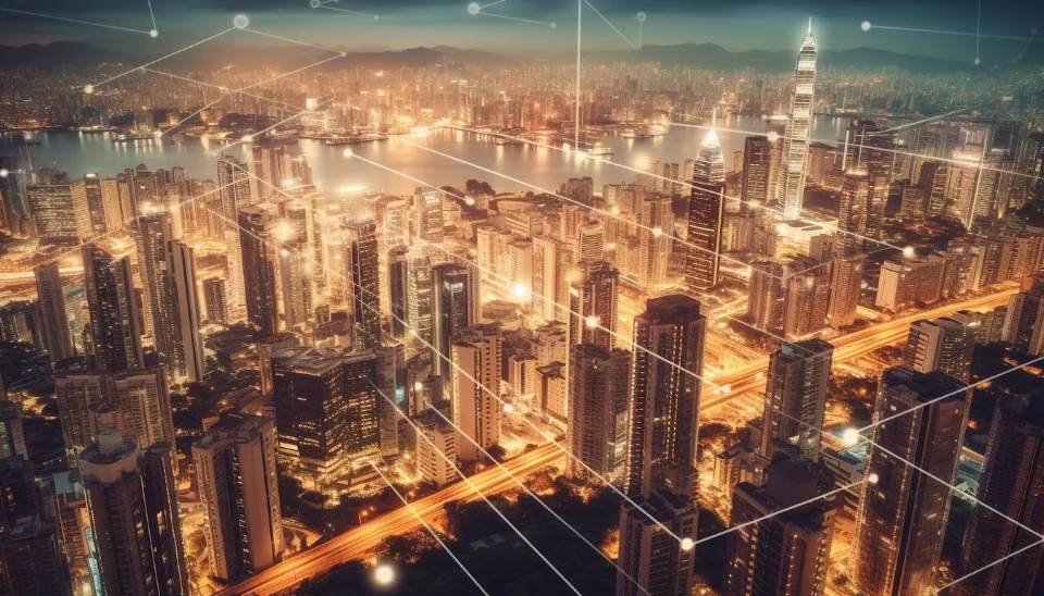 Ejemplo de aplicación del IoT en las smart cities o ciudades inteligentes.