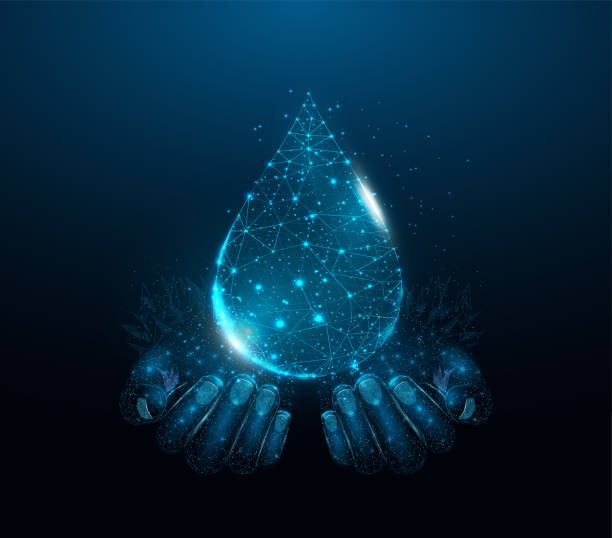 Imagen que representa los beneficios de la digitalización del agua a través de unas manos y una nota hechas con partículas de redes que representan la tecnología.