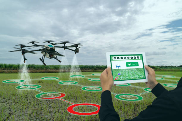 Drones agrícolas utilizados en la agricultura inteligente.